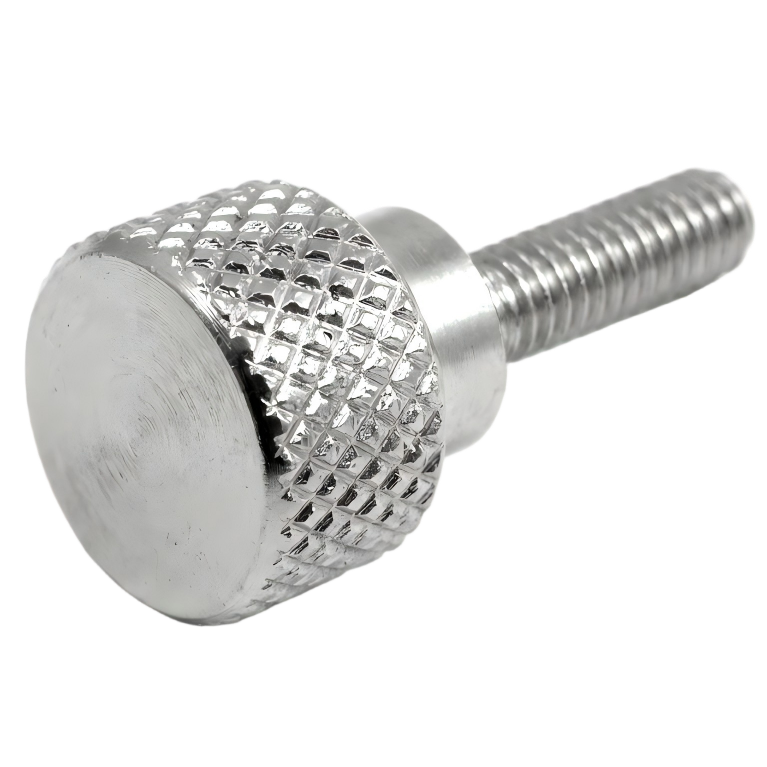 Tornillos de cabeza moleteada de acero inoxidable con cuello acampanado